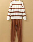 Black Striped Drop Shoulder Pullover and Joggers Set