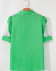 Floral Ric-Rac Puff Sleeve Shirt