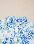 Floral Ruffle Sleeve Buttoned Shirt