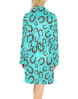 Turquoise Horseshoe Women's Western Bath Robe