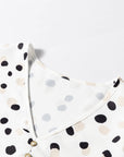 Polka Dot Pleated V-Neck Blouse