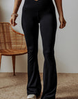 Solid V-Shape High Waist Flared Leggings