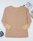 Blake Waffle Textured Tunic Henley Top with Slits