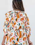 Aurelia Drawstring Frilled V Neck 3/4 Sleeve Blouse