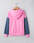 Checker Patchwork Kangaroo Pocket Half-Zip Hoodie