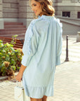 Gracie Seersucker Ruffled Puff Sleeve Mini Dress