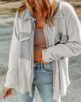 Textured Contrast Flap Pocket Shacket