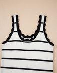 Stripe Scalloped Edge Sweater Tank