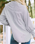 Stripe Smocked Cuff Buttoned Shirt