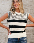 Irene Striped O Neck Sweater Vest