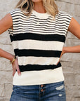 Stripe Sleeveless Sweater Top