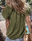 Skyla Pleated Flutter Sleeve Satin Top
