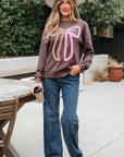 Callie Terry Bow Pattern Drop Shoulder Sweatshirt