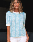 Leilani Floral Crewneck Short Sleeve Sweater