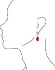 Facets of Red Coral Drop Earrings