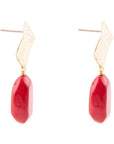 Facets of Red Coral Drop Earrings