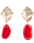 Facets of Red Coral Drop Earrings