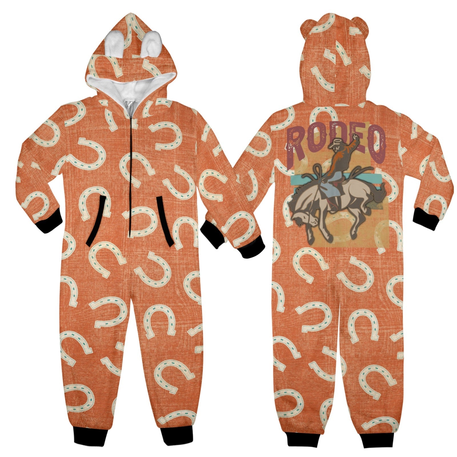 Rodeo Horseshoe Big Kid Onesie Hooded Pajamas