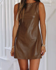 Vegan Leather Sleeveless Mini Dress