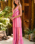 Clover Western Tassel Tie V Neck Wrap Maxi Dress