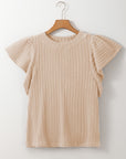 Brynn Textured Flutter Sleeve Top
