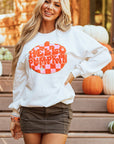 Halloween Pumpkin Terry Patched Pullover Sweatshirt