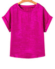Metallic Shimmer Cuffed Sleeve Top
