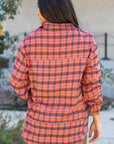 Plaid Long Sleeve Side Split Distressed Shirt