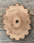 Leather Rosette Dark Oil Edges with Sage Cabochon Western Concho R104CABSG