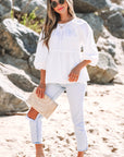 Paula Bow Knot Cutout Back Blouse