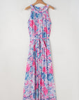 Adley Floral Sleeveless O Neck Knot Waist Maxi Dress