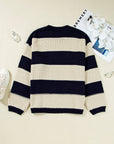 Plus Size Stripe Colorblock Drop Shoulder Sweater