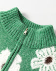 Maria Floral Half Zip Drop Shoulder Sweater