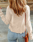 Daisy Textured Round Neck Long Sleeve Top