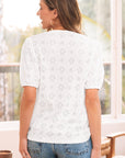 Elowyn Lace Puff Sleeve Button Up Top