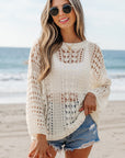 Francesca Hollow Out Knit Bracelet Sleeve Sweater