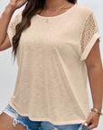 Plus Size Lace Patchwork Short Sleeve Top