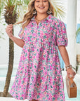 Mariana Plus Size Floral Puff Sleeve A-line Dress