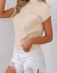 Ribbed Knit Short Sleeve Sweater