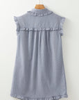 Remy Stripe Frilled Sleeveless Collar Button Up Mini Dress