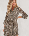 Leopard 3/4 Sleeve V-Neck Dress