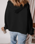 Kate Fleece Lined Half Zipper Kangaroo Pockets Loose Hoodie
