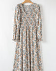 Floral Smocked Puff Sleeve Maxi Dress
