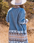 Ariah Aztec Print Open Front Knitted Cardigan