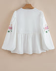 Floral Tied V-Neck Babydoll Blouse