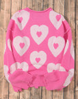 Valentine Heart and Floral Pearl Beaded Sweater