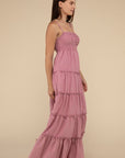 Woven Smocked Top Tiered Cami Maxi Dress