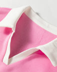 Floral Colorblock Patchwork Puff Sleeve Collared Top