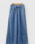 Stripe Chambray Tied Elastic Waist Trousers