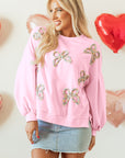 Laila Bow Lantern Sleeve Oversized Sweatshirt